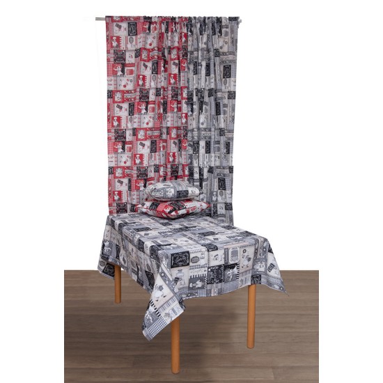 Κουρτίνα Με Τρέσα Chef Grey Viopros (140Πx270Υ) 1Τεμ