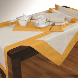 Τραβέρσες Σετ Δίχρωμα 590 Κίτρινο-Εκρού Cotton Viopros (40x150) 2Τεμ