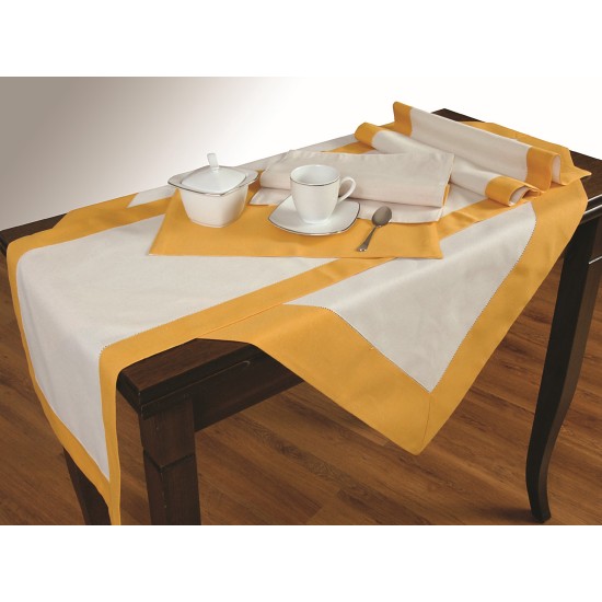 Τραβέρσες Σετ Δίχρωμα 590 Κίτρινο-Εκρού Cotton Viopros (40x150) 2Τεμ