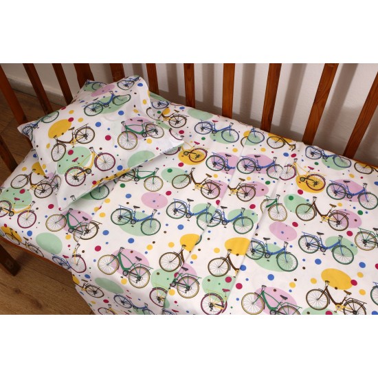 Σεντόνια Βρεφικά Λίκνου Σετ Bebe Ποδήλατα Cotton Viopros (80x100) 2Τεμ