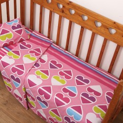 Σεντόνια Βρεφικά Λίκνου Σετ Bebe Καρδιές Cotton Viopros (80x100) 2Τεμ