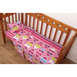 Σεντόνια Βρεφικά Λίκνου Σετ Bebe Καρδιές Cotton Viopros (80x100) 2Τεμ