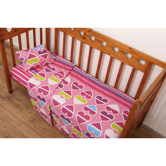 Σεντόνια Βρεφικά Λίκνου Σετ Bebe Καρδιές Cotton Viopros (80x100) 2Τεμ