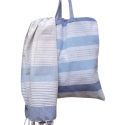 Πετσέτα Παρεό & Τσάντα Σετ Beach Towels Σεβίνα Blue Cotton Viopros 2Τεμ