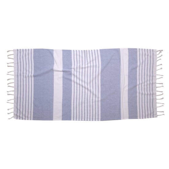 Πετσέτα Παρεό & Τσάντα Σετ Beach Towels Γκαμπριέλα Blue Cotton Viopros 2Τεμ