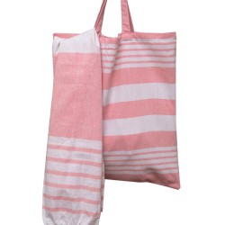 Πετσέτα Παρεό & Τσάντα Σετ Beach Towels Γκαμπριέλα Pink Cotton Viopros 2Τεμ