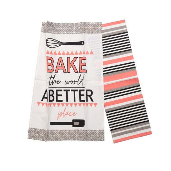 Ποτηρόπανα Σετ 970 Coral Cotton Viopros (40x60) 2Τεμ