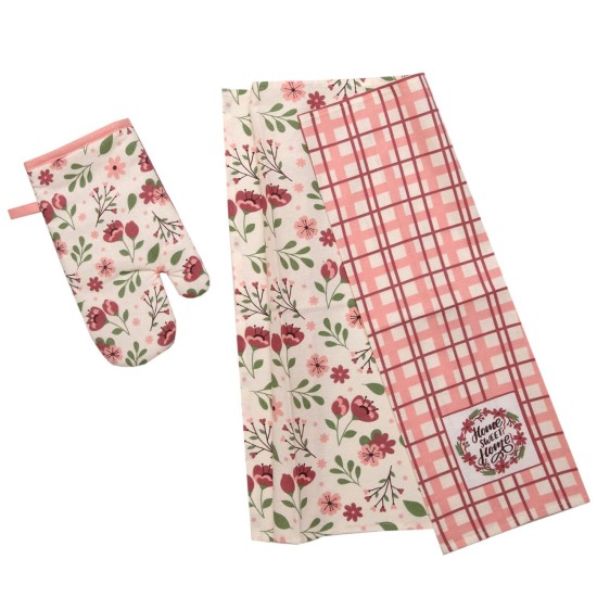 Κουζίνας Σετ 971 Pink Cotton Viopros 3Τεμ