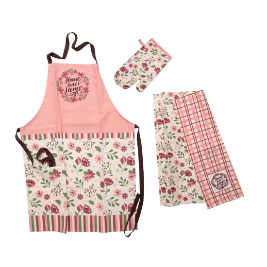 Κουζίνας Σετ 971 Pink Cotton Viopros 4Τεμ