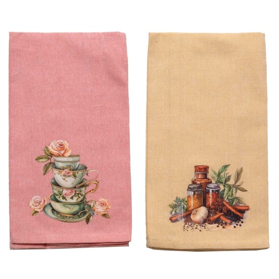 Ποτηρόπανα Σετ Kitchen 561 Cotton Viopros (45x65) 2Τεμ