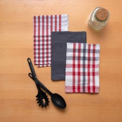 Ποτηρόπανα Kitchen Bristol Red Cotton Viopros (40x60) 3Τεμ