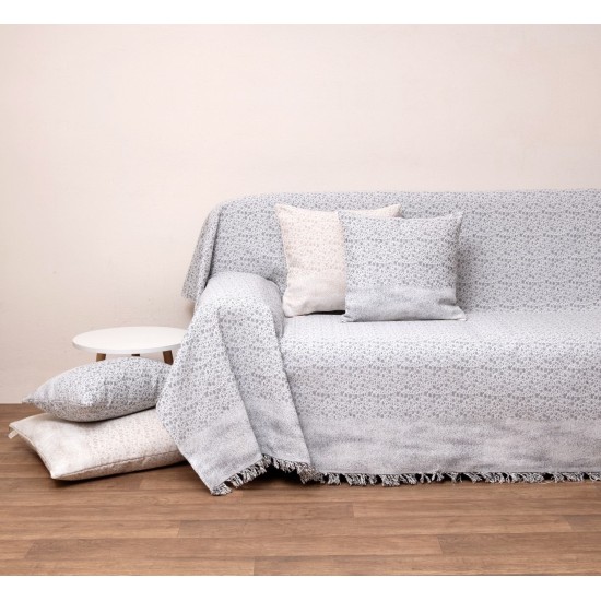 Ριχτάρι Τετραθέσιου Throws 3023 Grey Jacquard Cotton Viopros (180x320) 1Τεμ Ριχτάρι Τετραθέσιου Throws 3023 Grey Jacquard Cotton Viopros (180x320) 1Τεμ