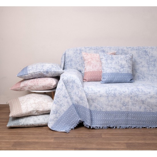 Ριχτάρι Τριθέσιου Throws 3024 Blue Jacquard Cotton Viopros (180x280) 1Τεμ Ριχτάρι Τριθέσιου Throws 3024 Blue Jacquard Cotton Viopros (180x280) 1Τεμ