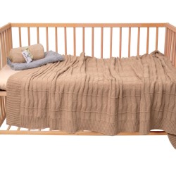 Κουβέρτα Πλεκτή Βρεφική Κούνιας Νόλαν Beige Cotton Viopros (125x170) 1Τεμ