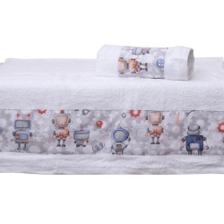 Πετσέτες Παιδικές Σετ Bath Ρομπότ Cotton Viopros 2Τεμ
