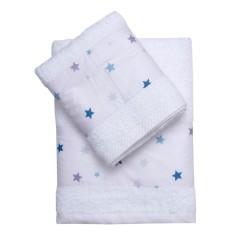 Πετσέτες Παιδικές Σετ Bath Ίκαρος L.Blue Cotton (Σε Συσκευασία Δώρου) Viopros 2Τεμ