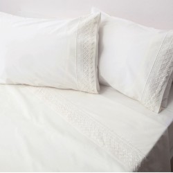 Μαξιλαροθήκες Υπέρδιπλα Σετ Δαντέλα Νο3 Ecru Cotton Viopros (50x70) 2Τεμ
