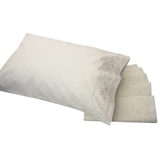 Μαξιλαροθήκες Υπέρδιπλα Σετ Δαντέλα Νο5 Ecru Cotton Viopros (50x70) 2Τεμ