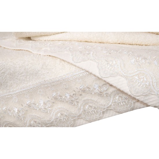 Μαξιλαροθήκες Υπέρδιπλα Σετ Δαντέλα Νο6 Ecru Cotton Viopros (50x70) 2Τεμ