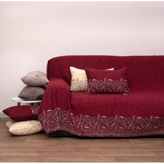 Ριχτάρι Διθέσιου Throws 2223 Bordeaux Jacquard Chenille Viopros (180x240) 1Τεμ