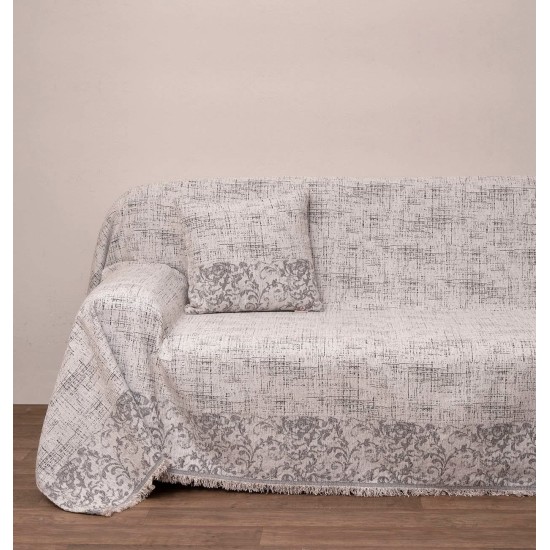 Ριχτάρι Πολυθρόνας Throws 2216 Ecru Jacquard Chenille Viopros (180x170) 1Τεμ