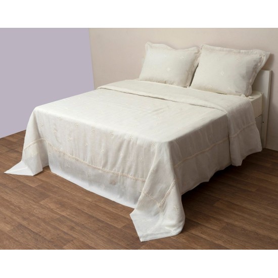 Κουβερλί Νυφικό Υπέρδιπλα Σετ Wedding Time 1019 Ecru Cotton Viopros (240x250) 3Τεμ