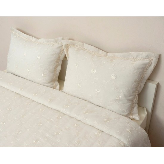 Κουβερλί Νυφικό Υπέρδιπλα Σετ Wedding Time 1022 Ecru Cotton Viopros (240x250) 3Τεμ