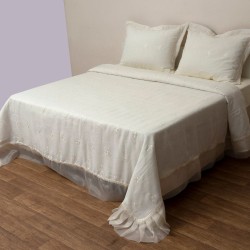 Κουβερλί Νυφικό Υπέρδιπλα Σετ Wedding Time 1021 Ecru Cotton Viopros (240x250) 3Τεμ