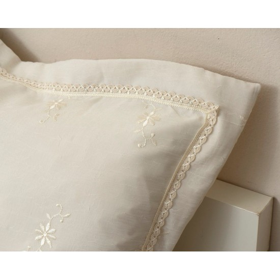 Κουβερλί Νυφικό Υπέρδιπλα Σετ Wedding Time 1021 Ecru Cotton Viopros (240x250) 3Τεμ