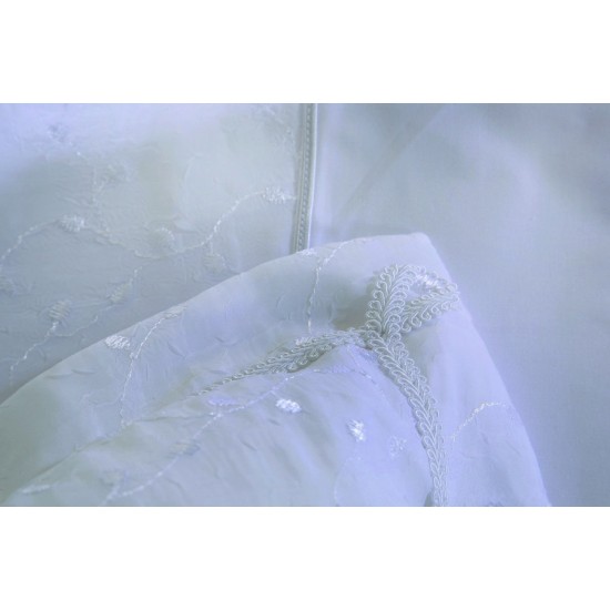 Κουβερλί Υπέρδιπλο Σετ Wedding Times 1015 White Cotton Satin Viopros (240x260) 3Τεμ