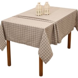 Τραπεζομάντηλο Dinner Ideas Καρό 3820 Beige Με Αζούρ Cotton Viopros (140x140) 1Τεμ