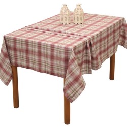 Τραπεζομάντηλο Dinner Ideas Καρό 3820 Red Με Αζούρ Cotton Viopros (140x140) 1Τεμ