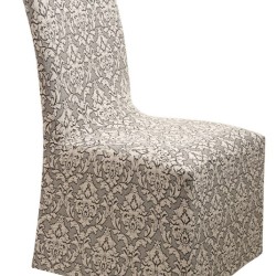Κάλυμμα Καρέκλας Chair Covers Diamond 1 Beige Ελαστικό Με Βολάν Jacquard Viopros 1Τεμ