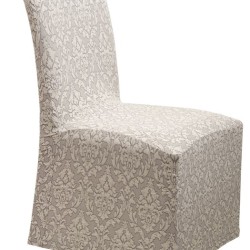 Κάλυμμα Καρέκλας Chair Covers Diamond 1 Cream Ελαστικό Με Βολάν Jacquard Viopros 1Τεμ