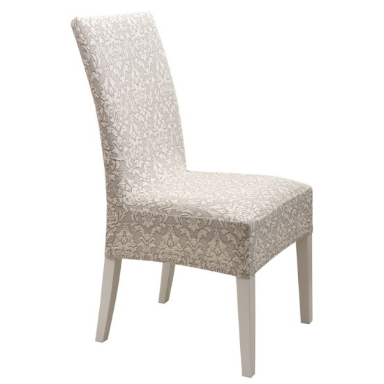 Κάλυμμα Καρέκλας Chair Covers Diamond 1 Cream Ελαστικό Χωρίς Βολάν Jacquard Viopros 1Τεμ