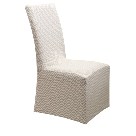 Κάλυμμα Καρέκλας Chair Covers Diamond 2 Cream Ελαστικό Με Βολάν Jacquard Viopros 1Τεμ