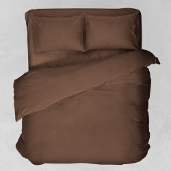 Μαξιλαροθήκες Σετ Basic Solid Chocolate Polycotton Viopros (50x70) 2Τεμ