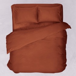 Κατωσέντονο Υπέρδιπλο Basic Solid Terracotta Polycotton Viopros (160x200) Με Λάστιχο 1Τεμ