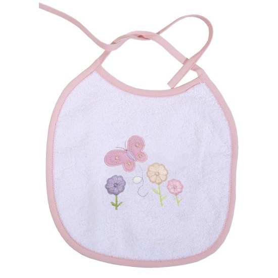Σαλιάρα Βρεφική Baby Bath Butterflies Mε Κέντημα Cotton Viopros 1Τεμ