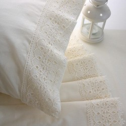 Σεντόνια Νυφικά Υπέρδιπλα Σετ Wedding Time Σχ.4 Ecru Με Δαντέλα Cotton Viopros (240x265) 4Τεμ