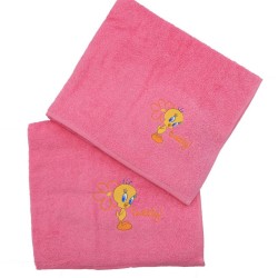 Πετσέτες Σετ Baby Bath Towels Tweety Cotton Viopros Σε Κουτί Δώρου 2Τεμ