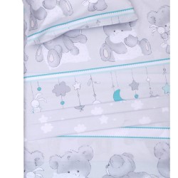 Παπλωματοθήκη Βρεφική Κούνιας Σετ Baby Φρέντυ Grey Cotton Viopros (120x160) 2Τεμ