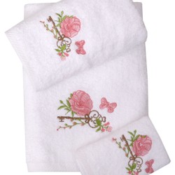 Πετσέτες Με Κέντημα Σετ Bath Ideas 33 White Cotton Viopros 2Τεμ