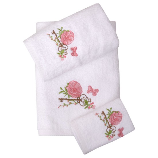 Πετσέτες Με Κέντημα Σετ Bath Ideas 33 White Cotton Viopros 2Τεμ