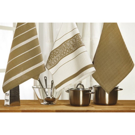 Ποτηρόπανα Σετ ΠΟΤ11-3 Cotton White Egg (50x70) 3Τεμ