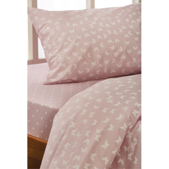 Σεντόνια Παιδικά Μονά Σετ Kids Bed C064-2 Pink Polycotton White Egg (165x240) 3Τεμ