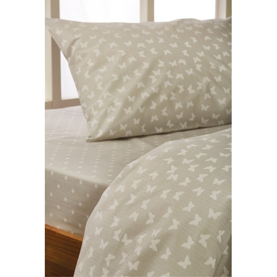 Σεντόνια Παιδικά Μονά Σετ Kids Bed C064-3 Grey Polycotton White Egg (165x240) 3Τεμ