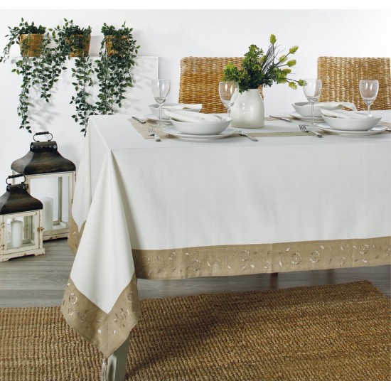 Τραπεζομάντηλο Με Κέντημα 467 Cotton White Egg (180x270) 1Τεμ