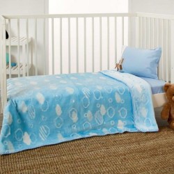 Κουβέρτα Βρεφική Βελουτέ Κούνιας KB201-1 Blue White Egg (110x140) 1Τεμ