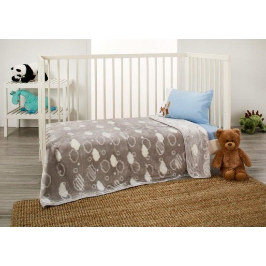Κουβέρτα Βρεφική Βελουτέ Κούνιας KB201-2 Grey White Egg (110x140) 1Τεμ